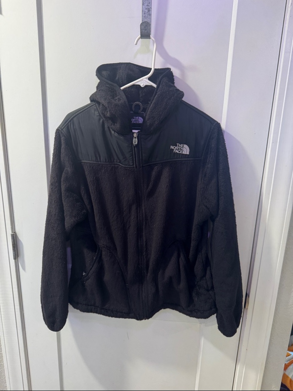 The North Face Women’s Fuzzy Black Hooded Style Fleece Jacket